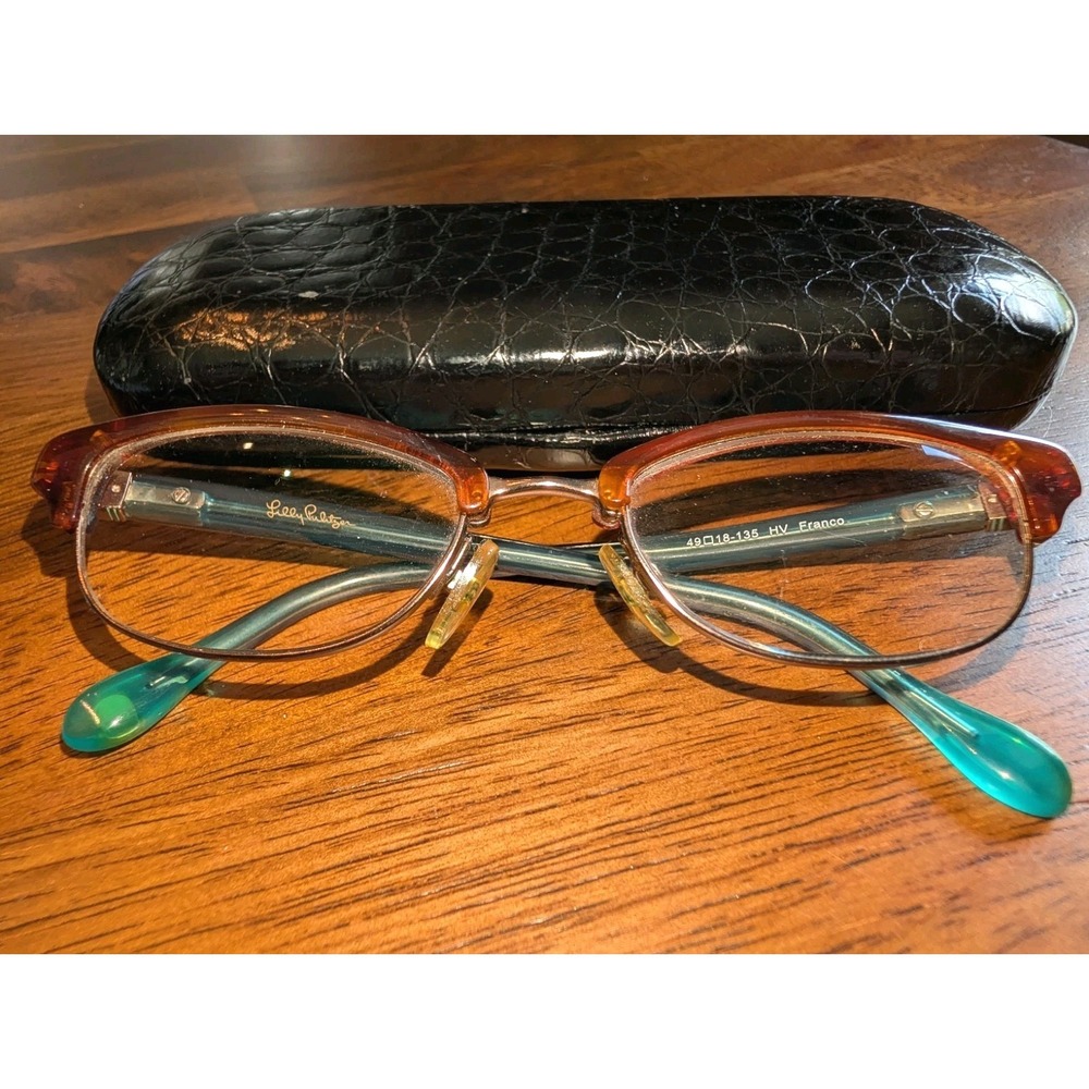 Lily Pulitzer Franco Havana Brown Tortoiseshell Teal Oval Eyeglasses 49-18-135